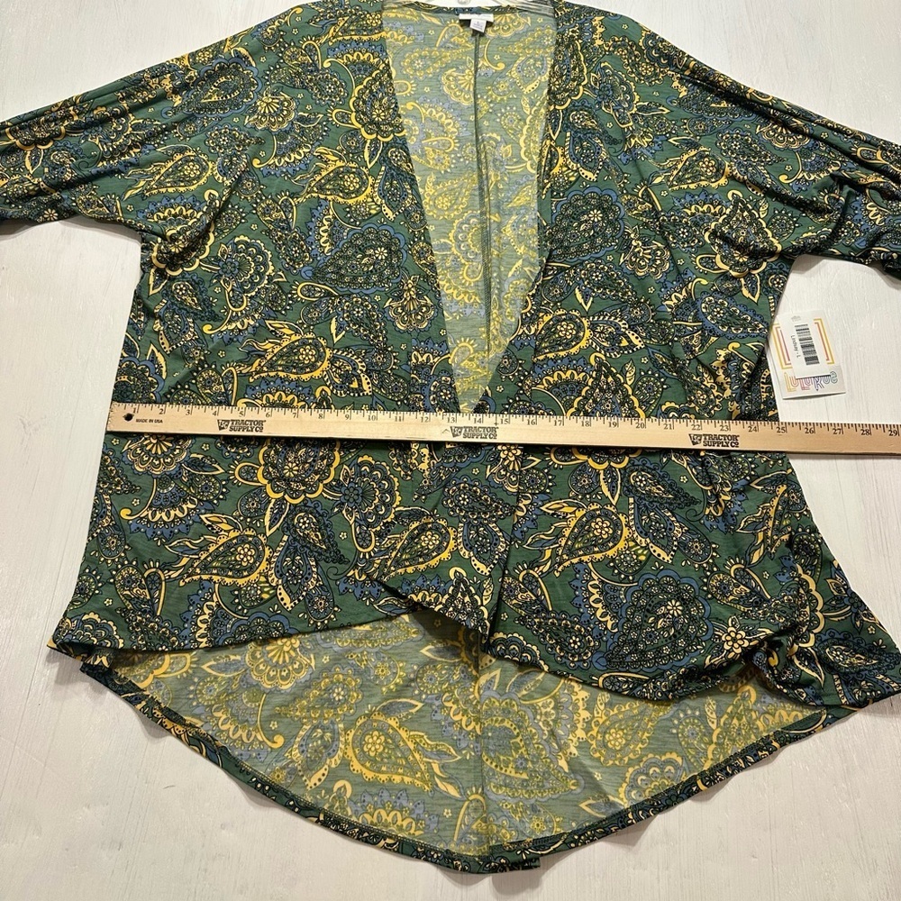 LuLaRoe Lindsay Kimono Cardigan L NWT Green Paisley Floral Open Front Cover Up - Picture 4 of 9